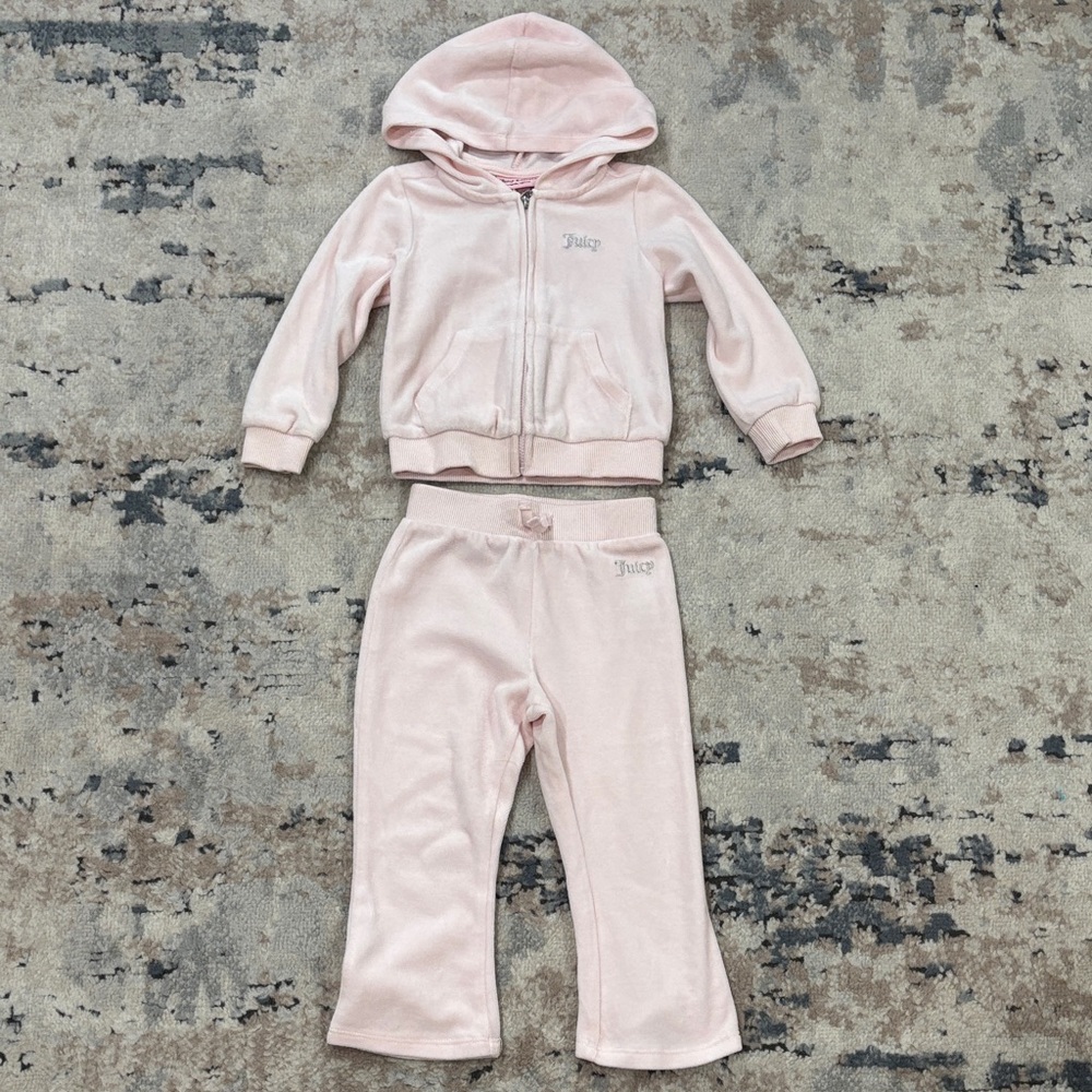 Juicy Couture Light Pink Velour Hoodie Set